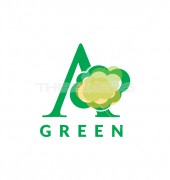 Letter A Green Typography Logo Template