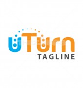 U Turn Technology Typography Logo Template