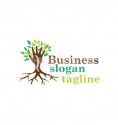 Human Hand Tree with Green Leaves Logo Design