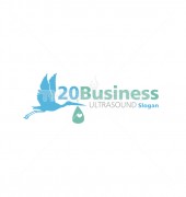 Flying Stork Silhouette Bird Logo Template