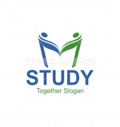 M Letter Study Book Elegant Education Logo Template