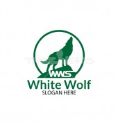 White Wolf Premade Animal Silhouette Logo Template